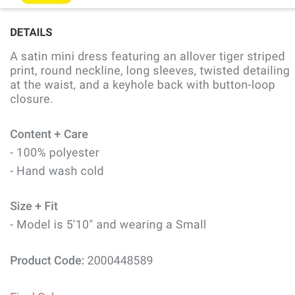 Tiger 🐅 Striped Satin Mini Dress 👗 - Picture 6 of 8